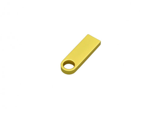 USB-флешка на 16 Гб с мини чипом, компактный дизайн с круглым отверстием., золотой