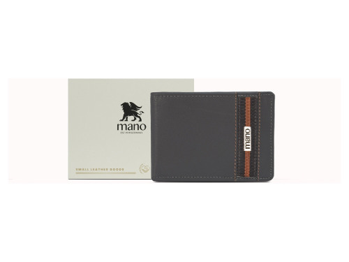 Бумажник Mano Don Leonardo, с RFID защитой, натуральная кожа в сером цвете, 12,5 х 2,5 х 9 см