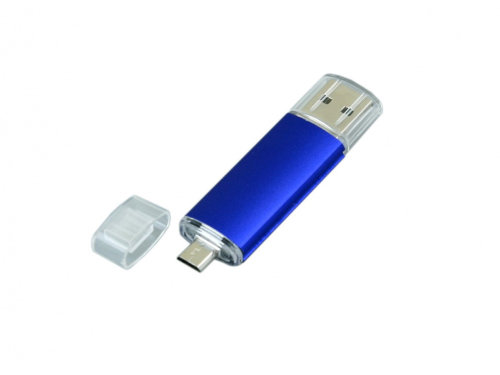 USB-флешка на 32 Гб.c дополнительным разъемом Micro USB, синий