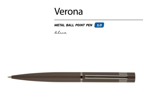 Ручка Verona шариковая  автоматическая, коричневый металлический корпус 1.0 мм, синяя