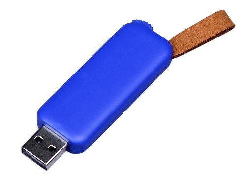 USB-флешка промо на 32 Гб прямоугольной формы, выдвижной механизм, синий