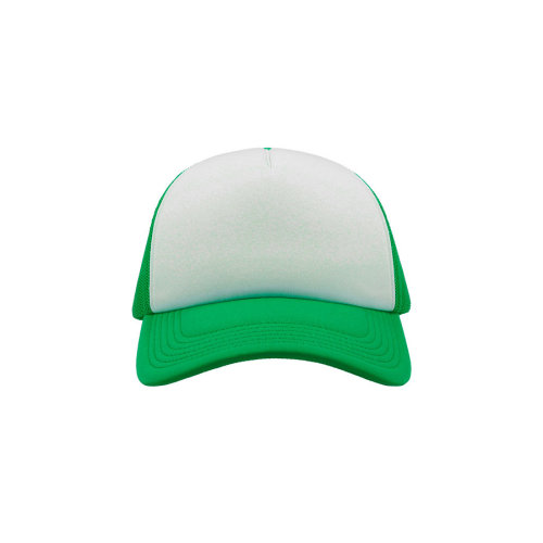 Бейсболка  RAPPER, 5 клиньев, пластиковая застежка (белый, зеленый)