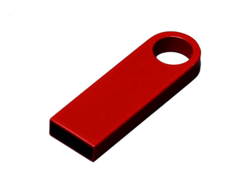 USB 2.0-флешка на 16 Гб с мини чипом и круглым отверстием, красный
