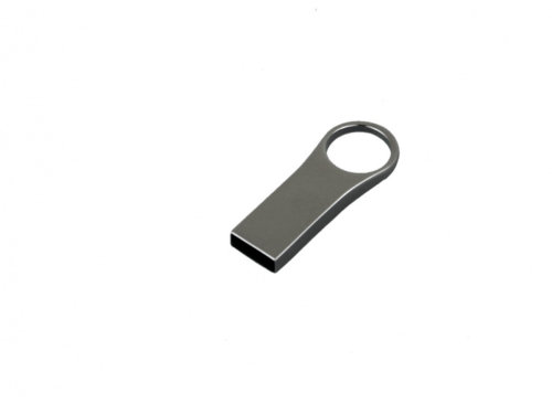 USB-флешка на 32 Гб с мини чипом, компактный дизайн с большим круглым отверстием., серебро