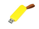 USB-флешка промо на 4 Гб прямоугольной формы, выдвижной механизм, желтый